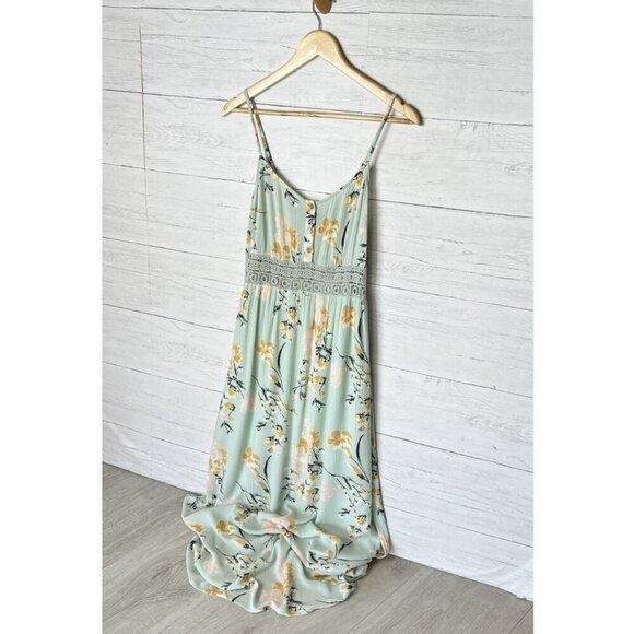 Forever 21 Dress Womens Size Medium Mint Green Embroidered Peek-a-Boo Waist - Picture 4 of 16